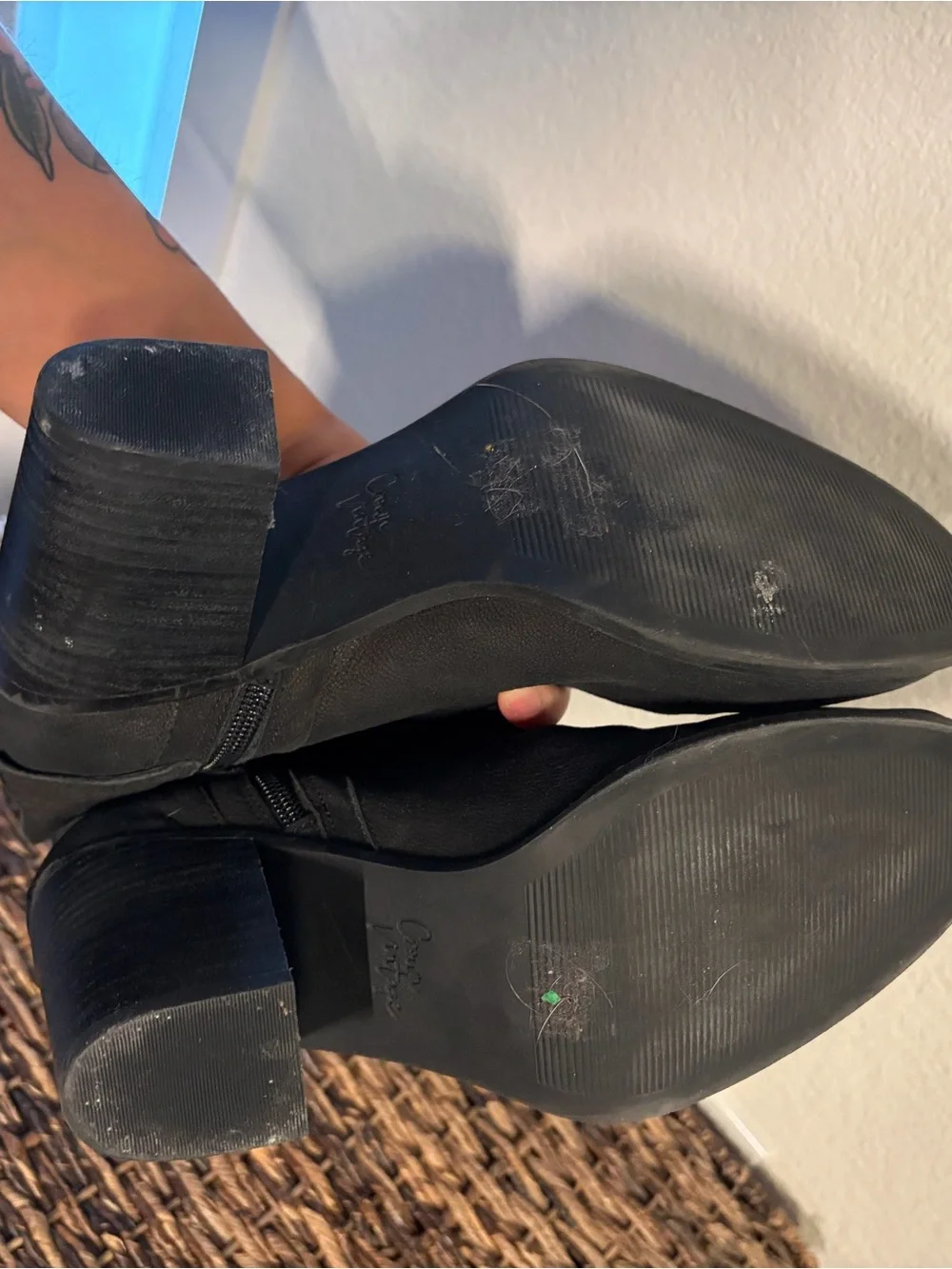 Crown Vintage Black Suede Ankle Booties with Buckle